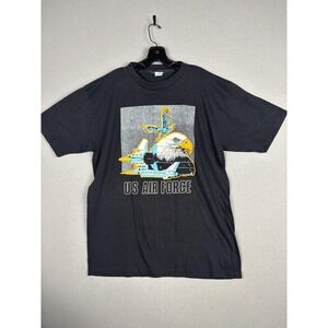 Vintage Artex Shirt Mens XL Black US Air Force Eagle Single Stitch Graphic 80s
